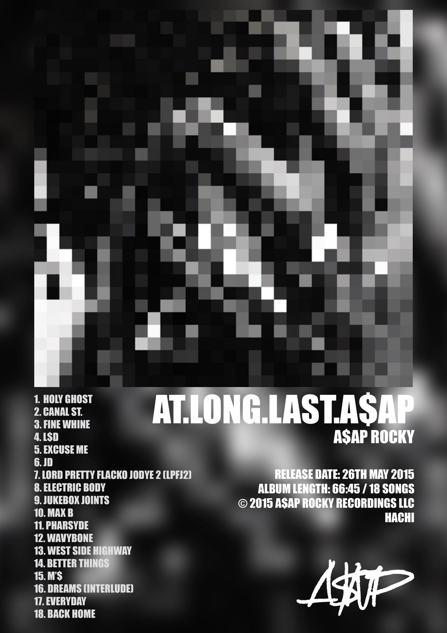 ALBUM - A$AP ROCKY - AT.LONG.LAST.A$AP - A4 (FRAMED)