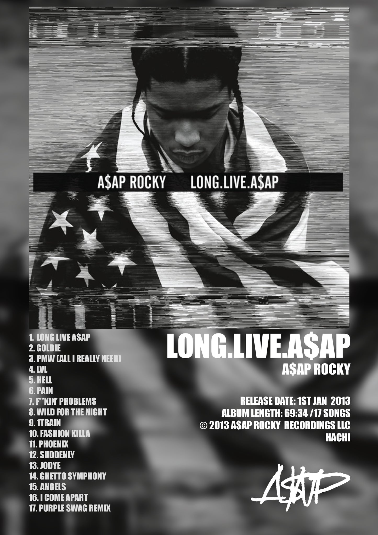 ALBUM - A$AP ROCKY - LONG.LIVE.A$AP - A4 (FRAMED)