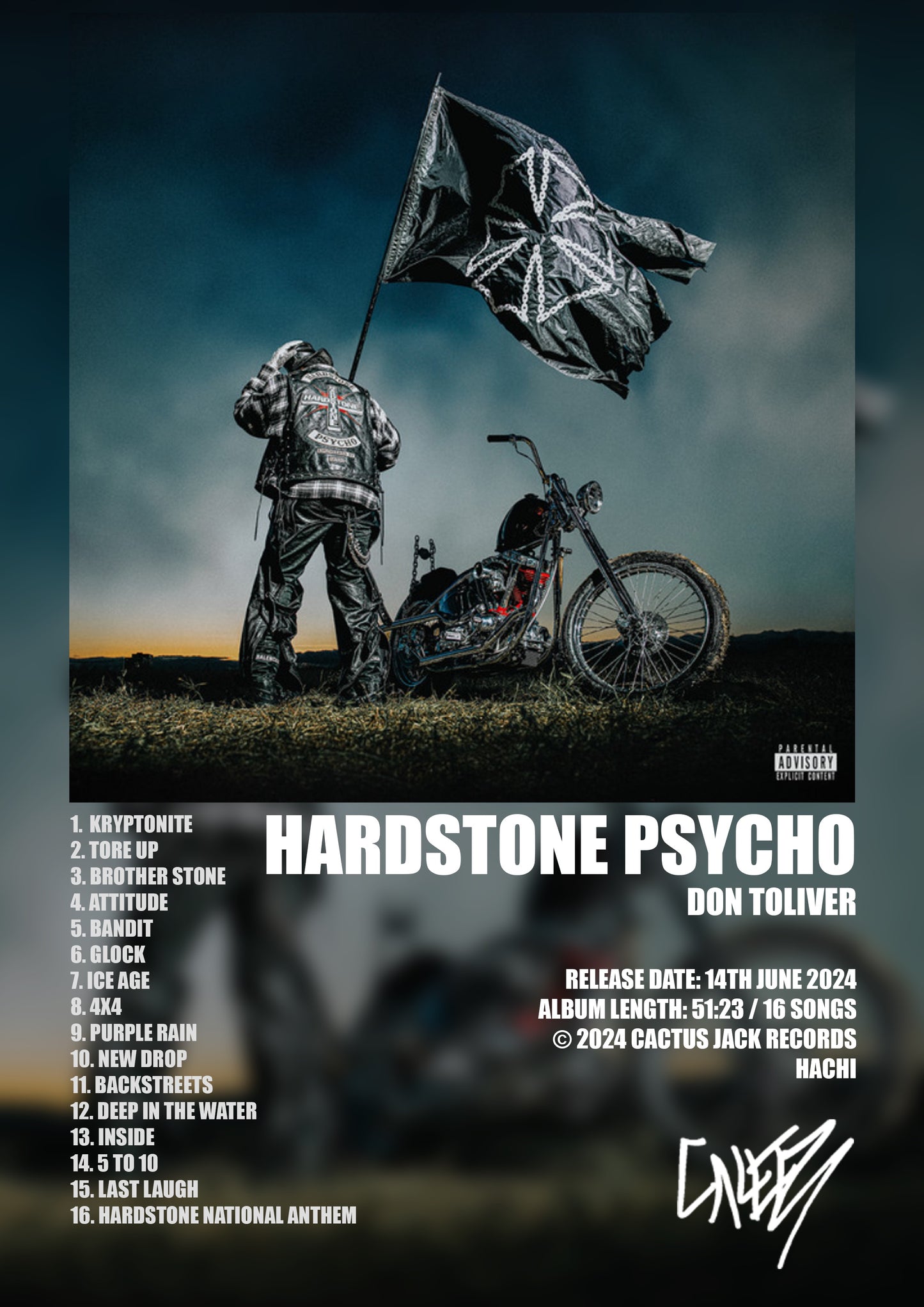 ALBUM - DON TOLIVER - HARDSTONE PSYCHO - A4 (FRAMED)