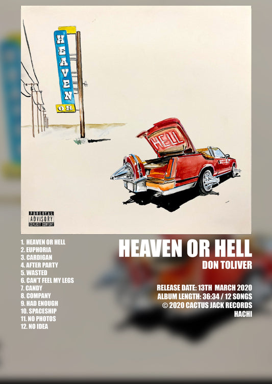 ALBUM - DON TOLIVER - HEAVEN OR HELL - A4 (FRAMED)