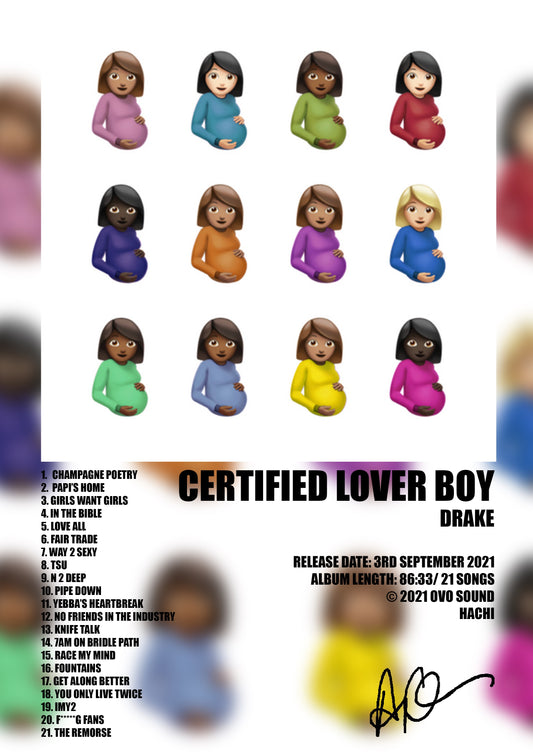 ALBUM - DRAKE - CERTIFIED LOVER BOY - A4 (FRAMED)